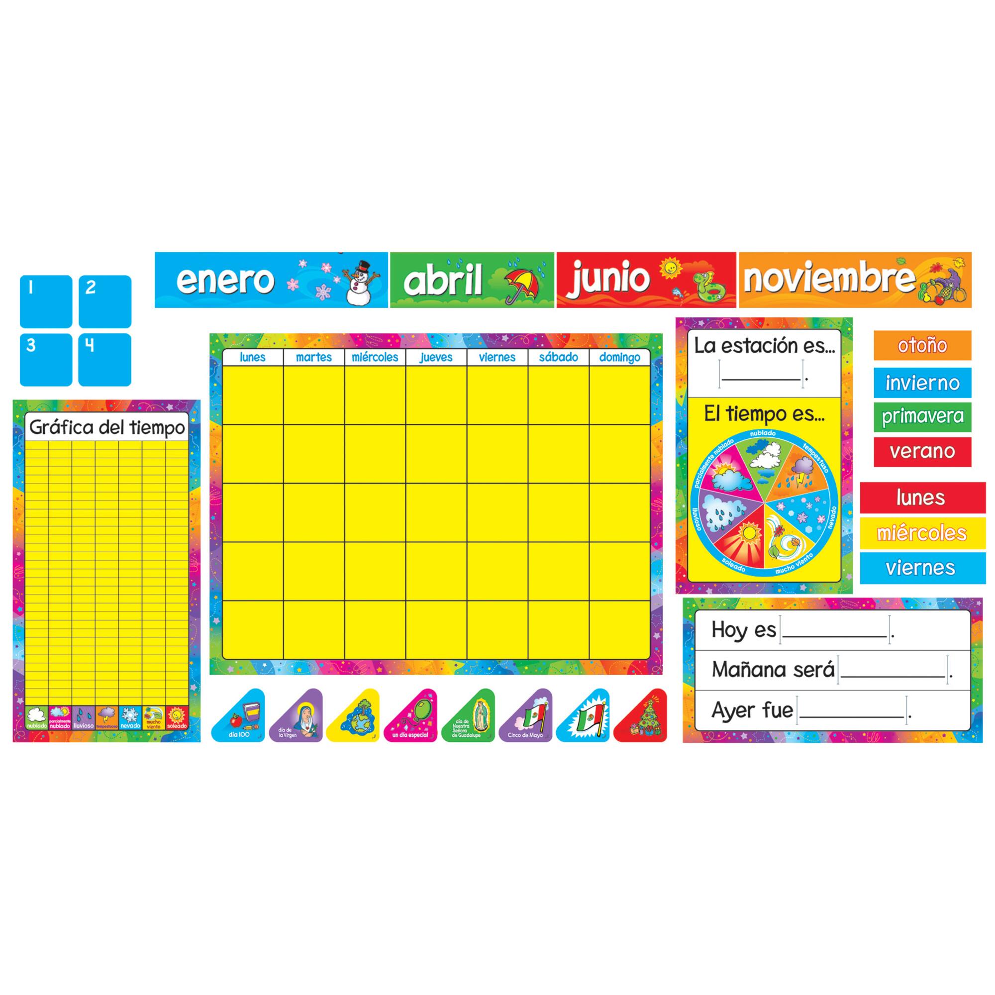 Calendario Anual in Spanish Bulletin Board Set